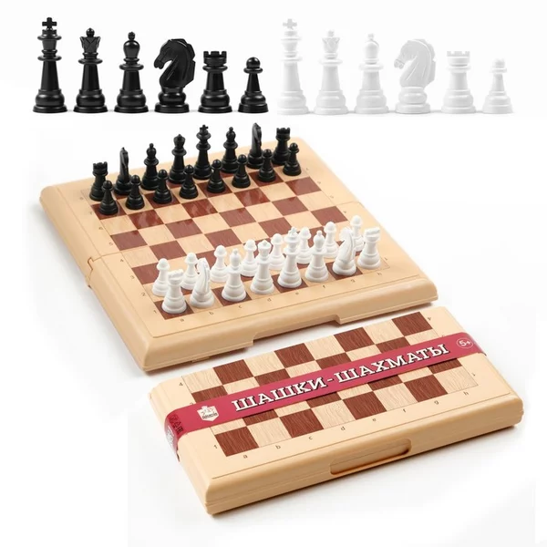 Настольная игра 2 в 1 шахматы и шашки