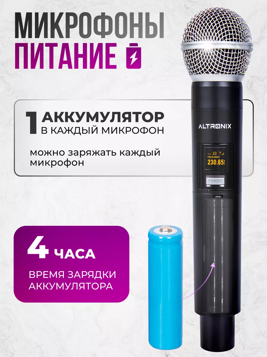 Микрофон караоке беспроводной 2 шт W-MIC DС1 (VHF диапазон) ALTRONIX  177172298 купить за 2 002 ₽ в интернет-магазине Wildberries