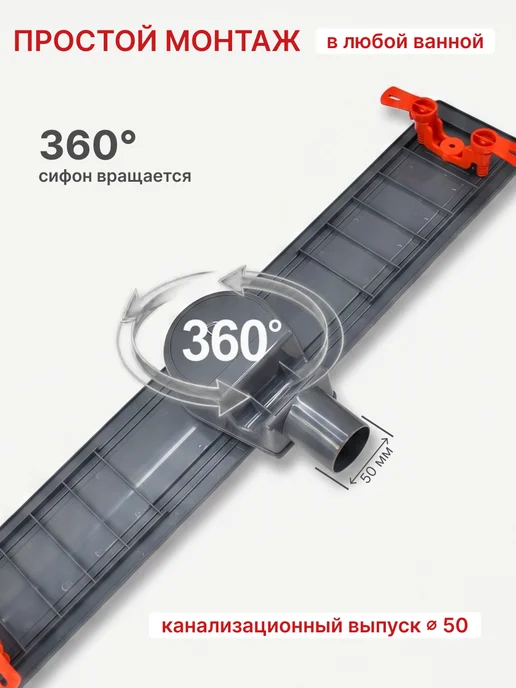Aquanova Трап для душа с решеткой под плитку 63х600 мм, вариант, фото 4