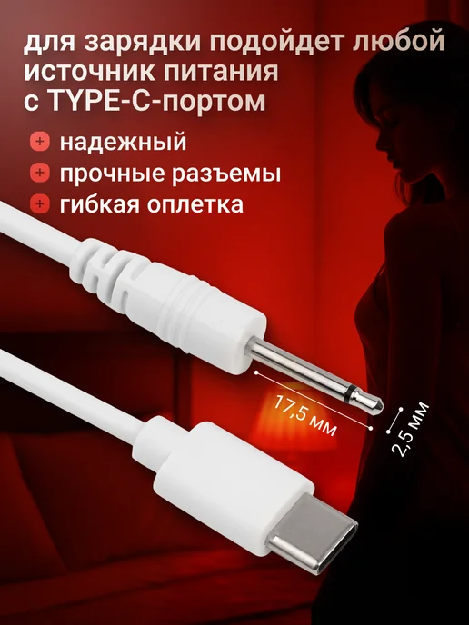 Зарядка для вибратора интим игрушек 18+ Type-C - 2.5х17.5 мм, 2.5x17.5 мм, фото 2