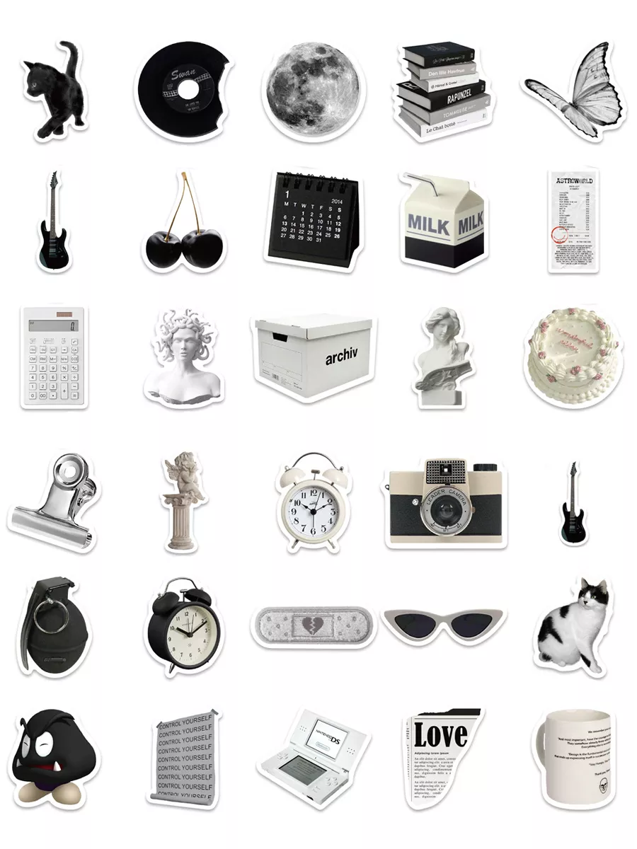 Стикерхаус Стикеры наклейки на телефон эстетичные черно белые