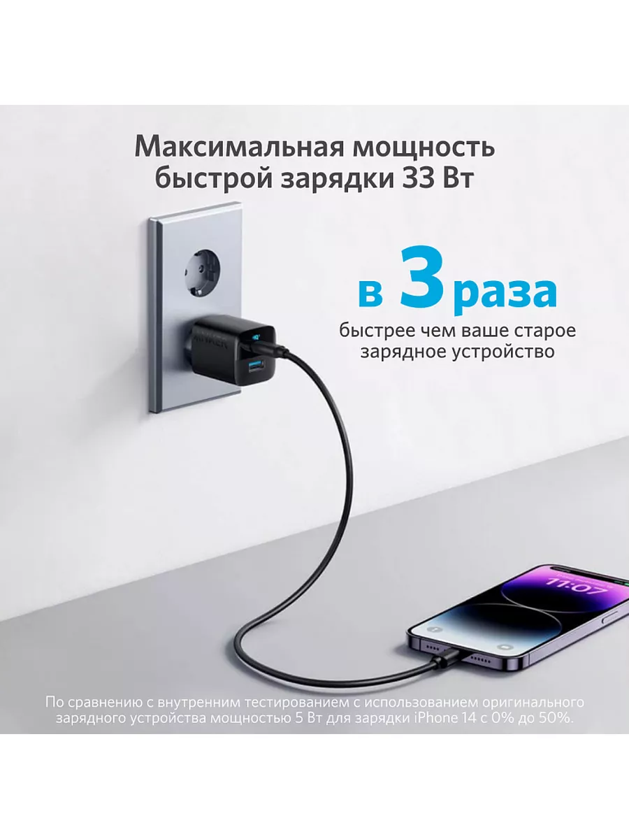 Зарядное устройство 323 USB-C USB-A 33Вт ANKER 177324869 купить за 1 693 ₽  в интернет-магазине Wildberries