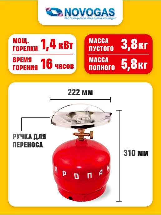 Novogas Газовая горелка туристическая походная мини с баллоном плита, вариант, фото 2