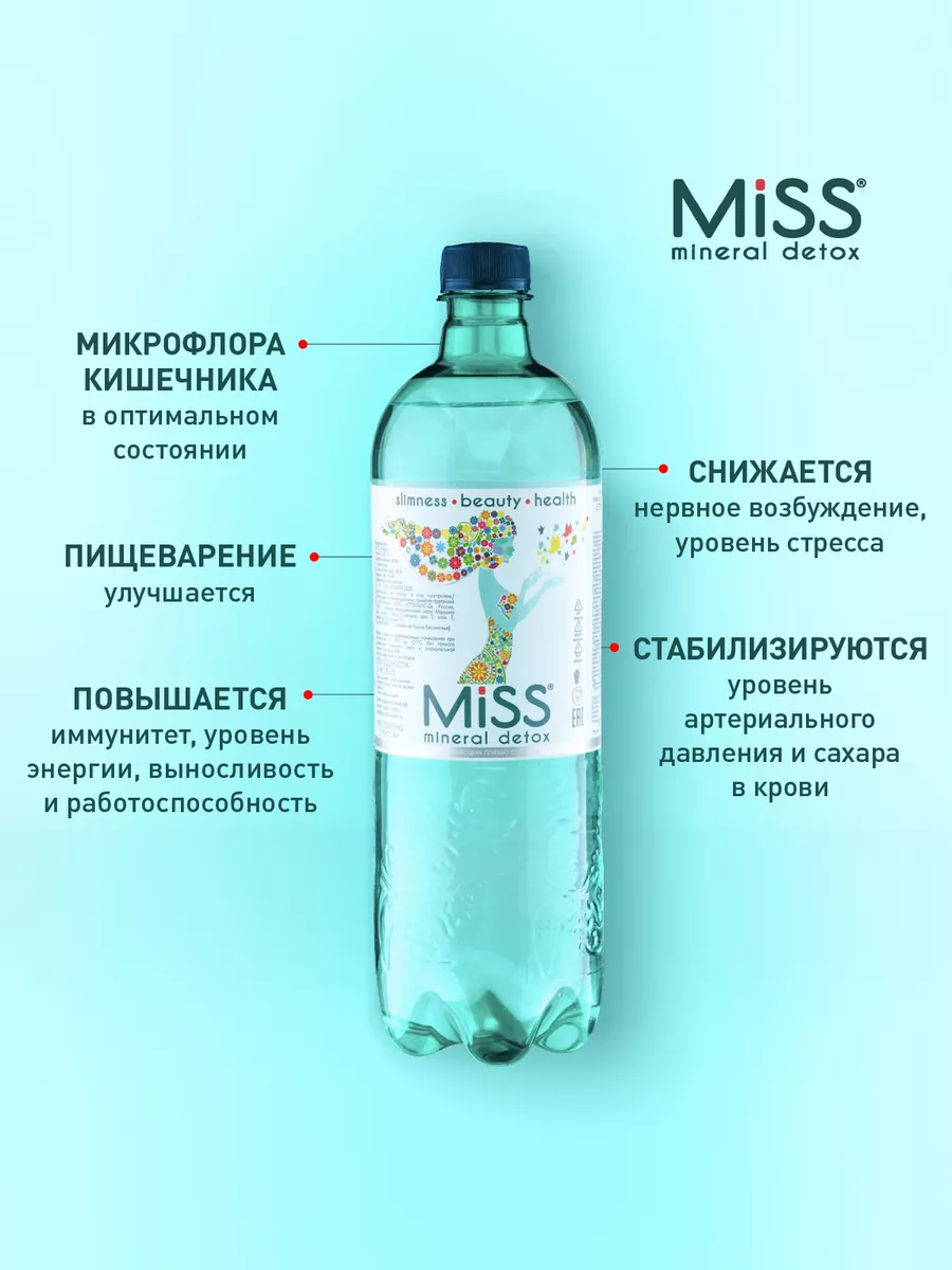 Минеральная вода лечебно-столовая MISS mineral detox 177354060 купить за  807 ₽ в интернет-магазине Wildberries