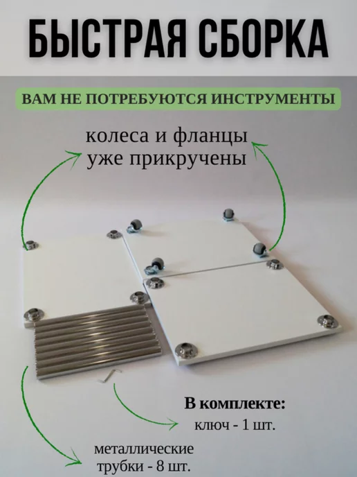 ECO ПОЛКА Этажерка для кухни напольная на колесиках, белый, фото 2