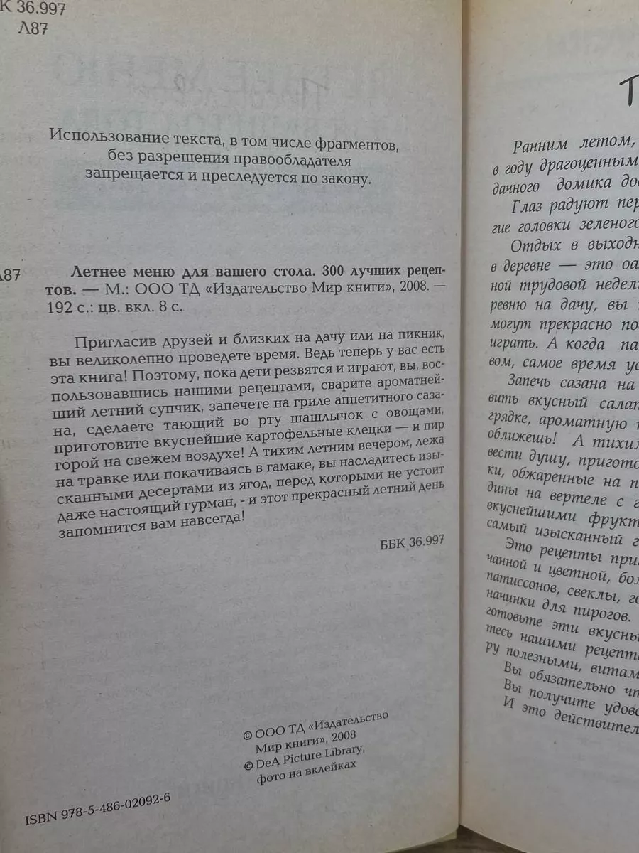 Летнее меню для вашего стола. 300 лучших рецептов Мир книги 177402980  купить за 191 ₽ в интернет-магазине Wildberries