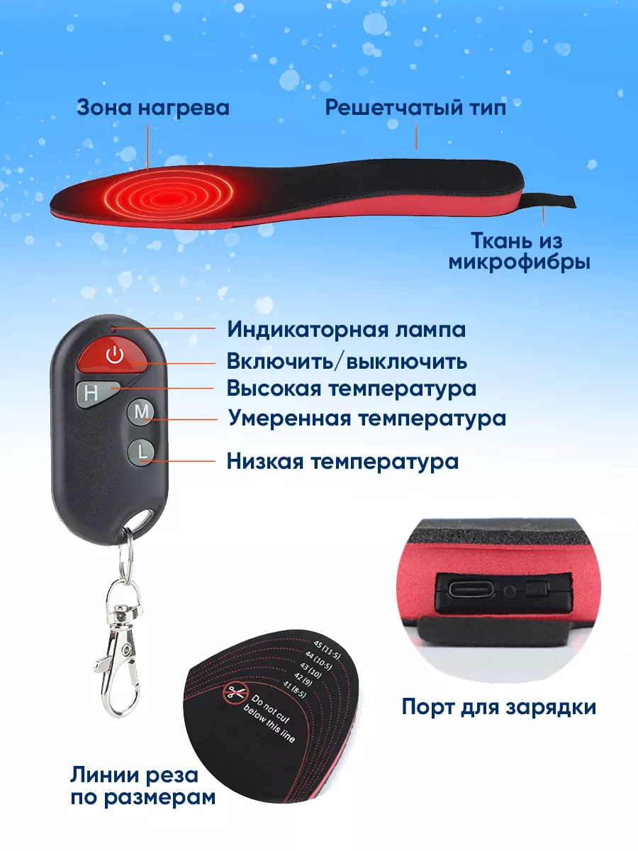 Теплые стельки с подогревом многоразовые на аккумуляторе usb  Lux-T-Light-Pro 177417379 купить за 2 613 ₽ в интернет-магазине Wildberries