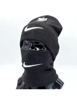 Шапка бини со снудом комплект зимняя осенняя Nike 177424432 купить за 641 ₽ в интернет-магазине Wildberries