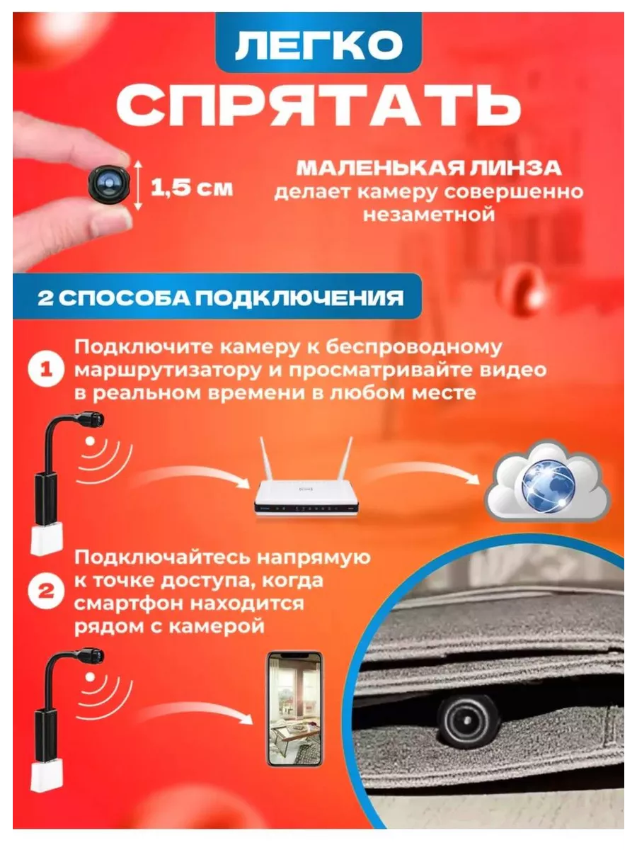 ТВОЙ ВЫБОР Видеокамера мини секретная WiFi