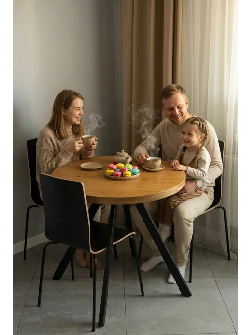 VALLENA Деревянная столешница для стола круглая 80 см, дуб, бежевый, фото 2