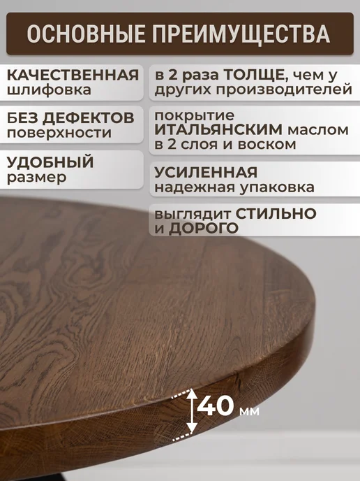 VALLENA Деревянная столешница для стола круглая 80 см, дуб, серый, фото 6
