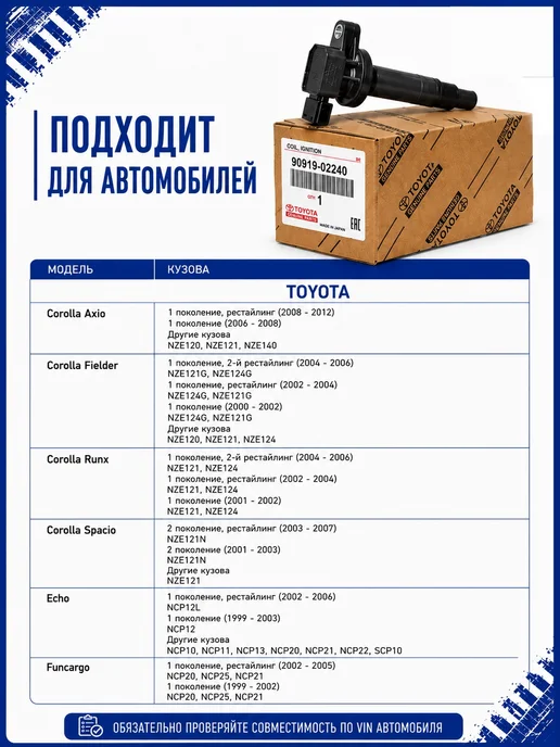 DENSO Катушка зажигания для авто Toyota Corolla, вариант, фото 2