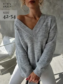 Свитер вязаный с вырезом оверсайз теплый Keep to Dress 177699734 купить за 3 084 ₽ в интернет-магазине Wildberries