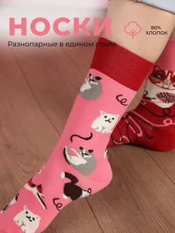 Носки высокие с принтом кошек прикольные Elfo socks 177725077 купить за 286 ₽ в интернет-магазине Wildberries