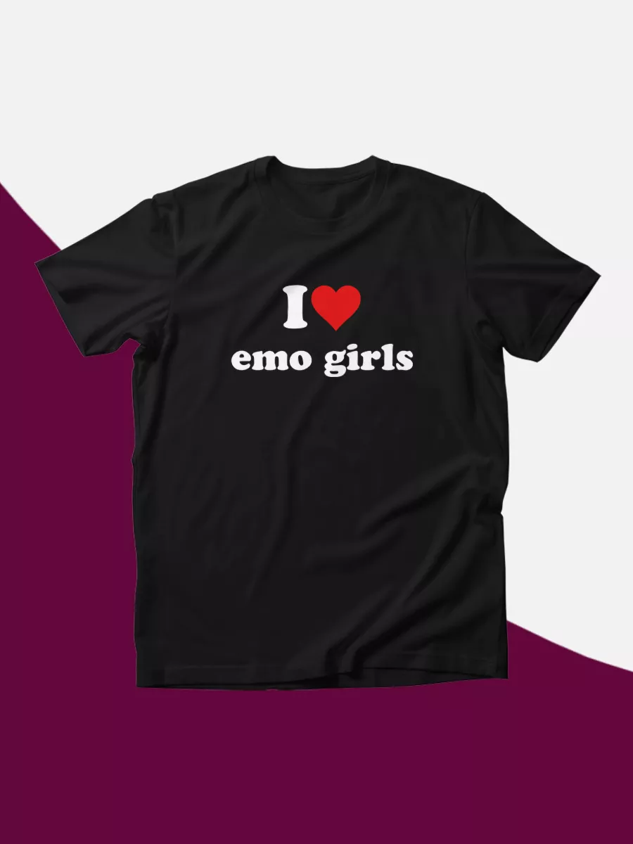 Футболка с принтом на груди I love emo girls КОМБО 177774441 купить за 827  ₽ в интернет-магазине Wildberries