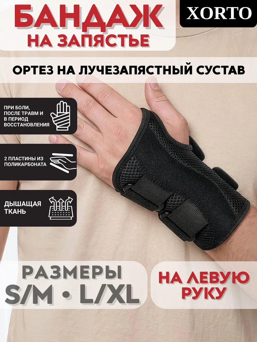 Бандаж на запястье для руки левый, ортез лучезапястный