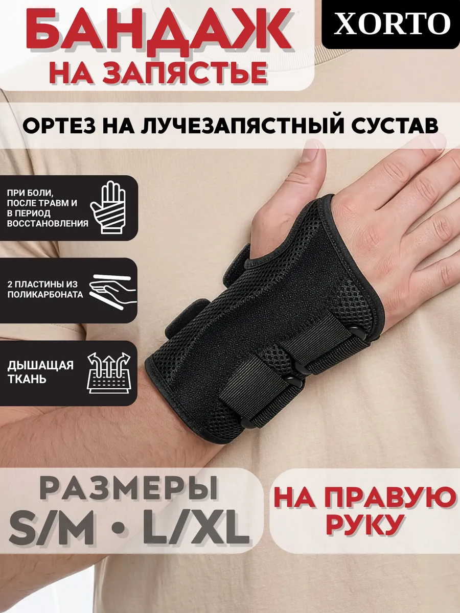 Бандаж на запястье для руки правый, ортез лучезапястный