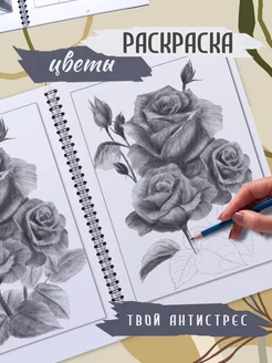 Раскраска с эскизами антистресс Цветы обучение А4 Touch Art 177946045 купить за 493 ₽ в интернет-магазине Wildberries