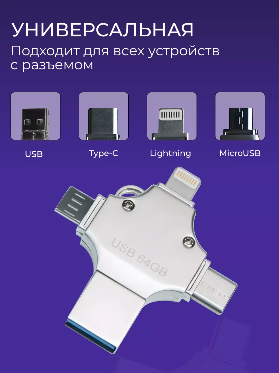 USB Флешка 4в1 iDrive для телефона 256 ГБ