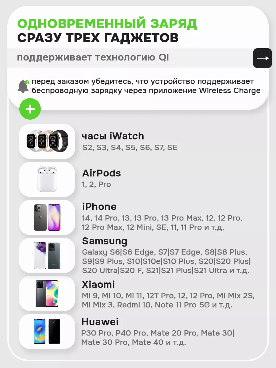 Все для жизни Беспроводная зарядка станция для iPhone и Android