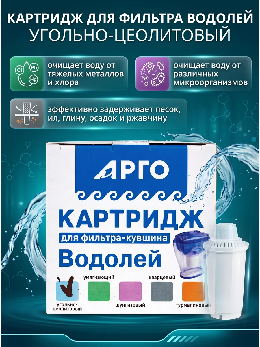 Картридж для фильтра-кувшина Водолей угольно-цеолитовый