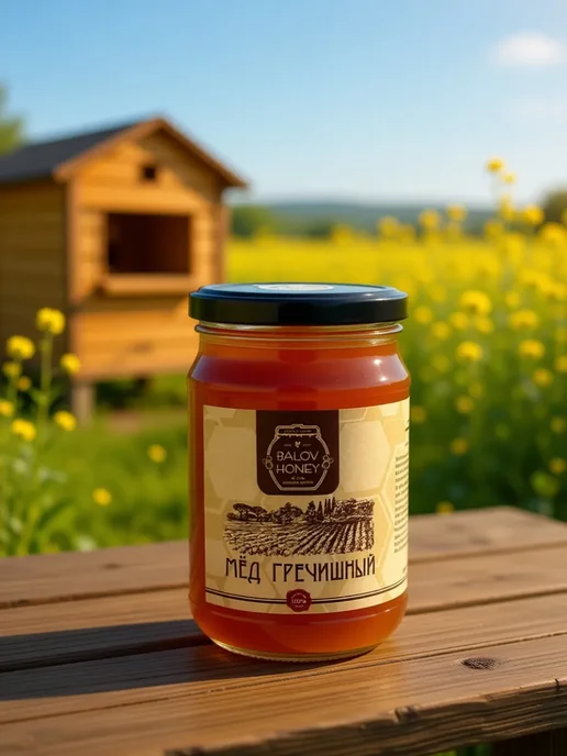 BALOV HONEY Мед натуральный Гречишный 650 г сбор 2026 г, 1 кг, фото 2