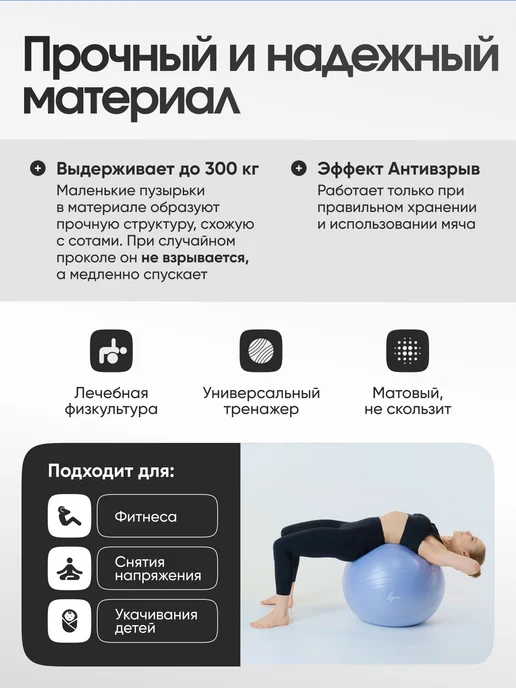 LVP Фитбол антивзрыв с насосом, 55 см, голубой, фото 2