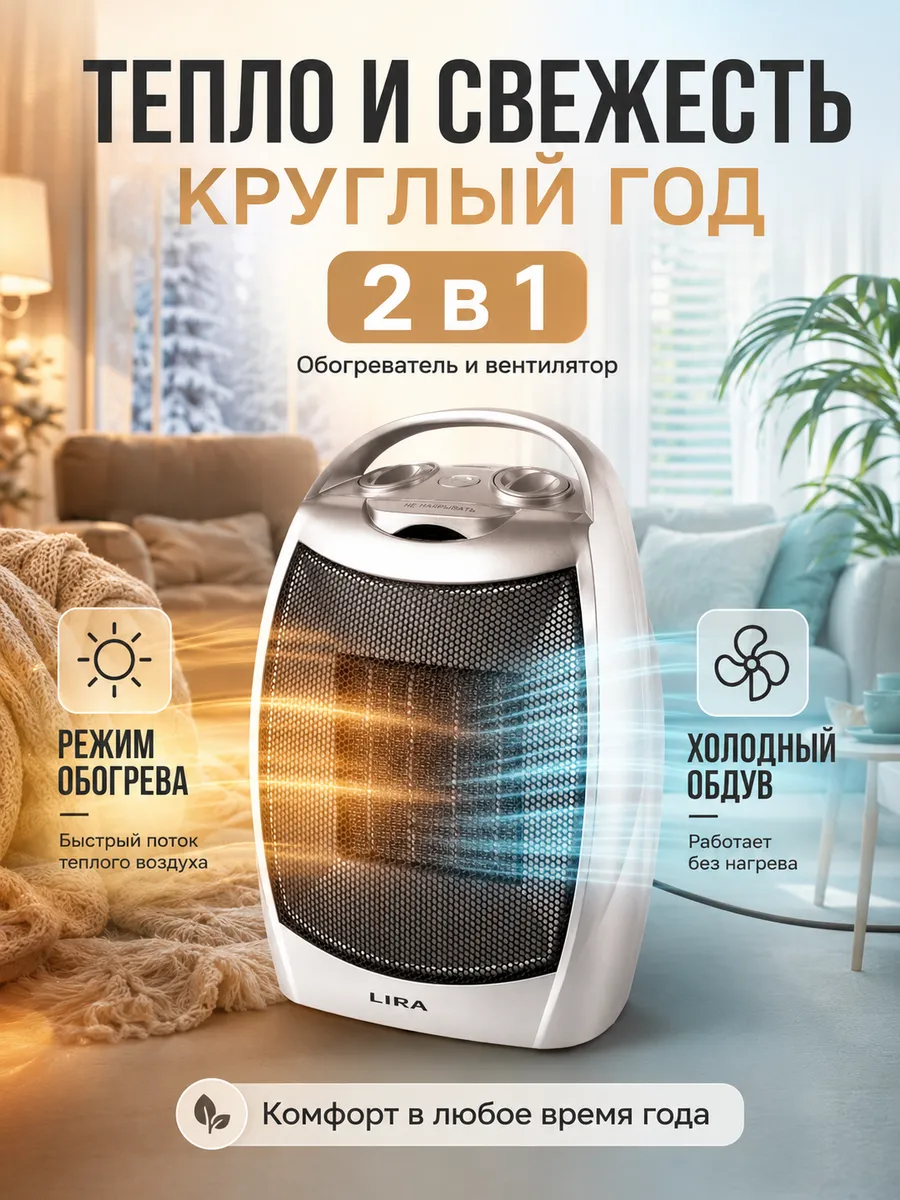 Тепловентилятор напольный (обогреватель) на 20 кв.м