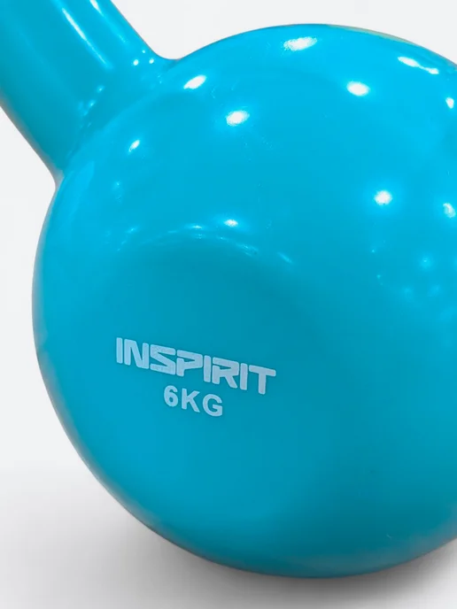 Inspirit Гиря виниловая стальная ручка для фитнеса и кроссфита 12 кг, 6 кг, фото 3