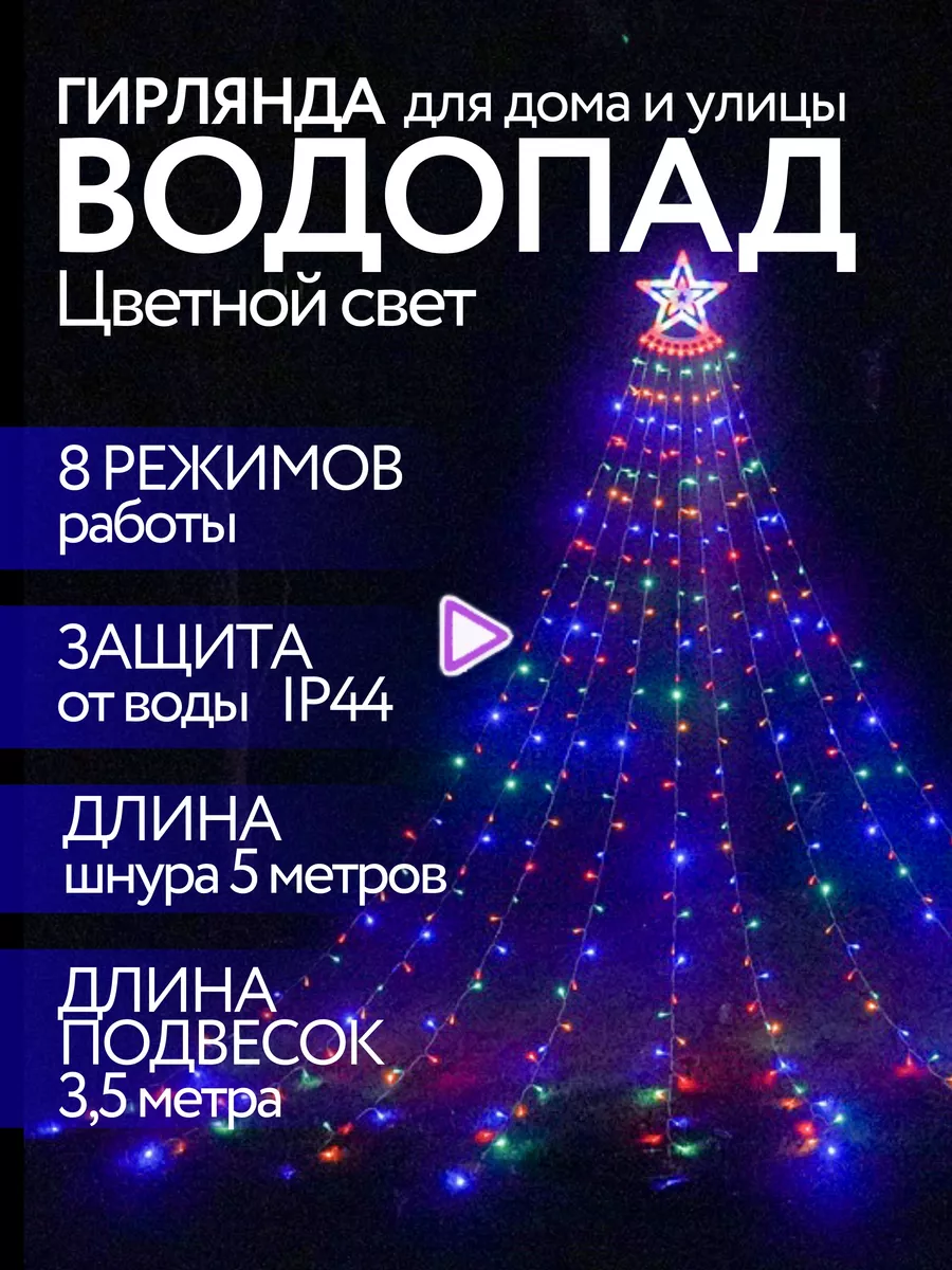 Гирлянда уличная водопад DiodExpert 178183165 купить за 1 647 ₽ в  интернет-магазине Wildberries