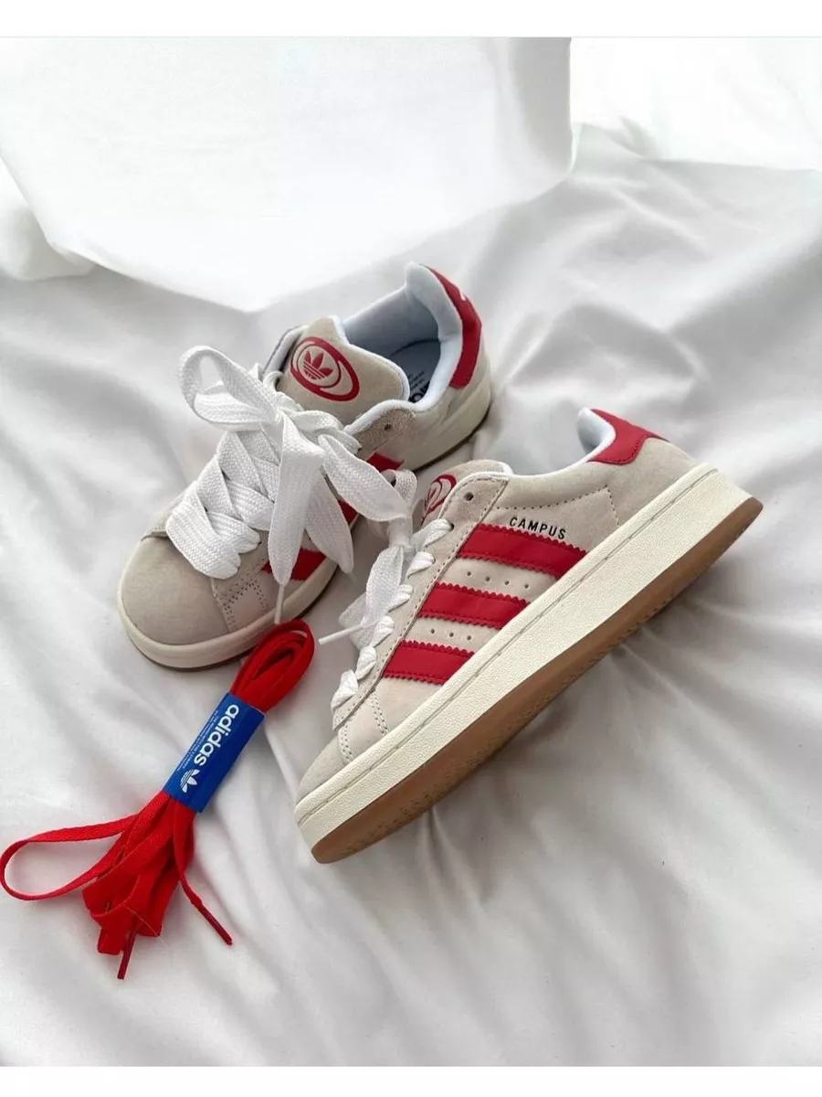 Adidas campus red discount white