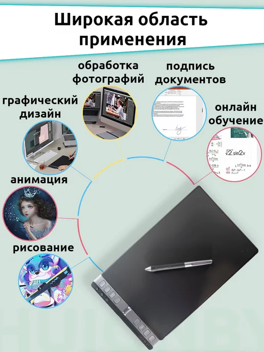 Huion Графический планшет для рисования профессиональный, черный, фото 2
