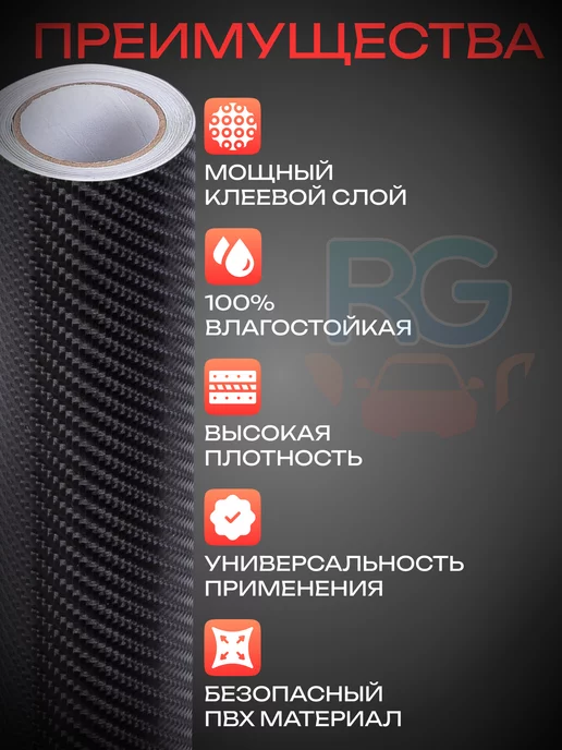 Reton Group Карбоновая пленка для авто - 50х200 см, 50x200 см, фото 3