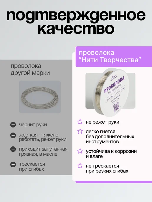Нити творчества Медная проволока для бисероплетения и рукоделия, вариант, фото 6