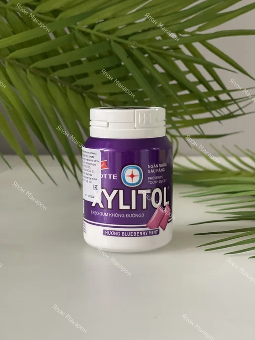 Lotte Жевательная резинка без сахара Xylitol Черника мята 55,1г, 55,1 г, фото 6