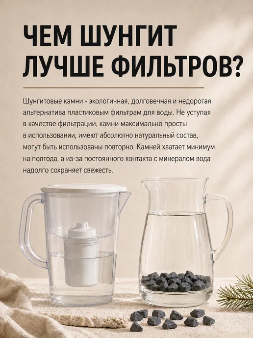 ШУНГИТ КАРЕЛИЯ Шунгит камни для очистки воды галтованные, в упаковке 330 г, фото 4