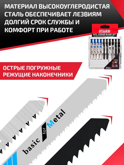 Magic tools Пилки для лобзика по металлу и дереву набор 10 шт, 10 шт, фото 4