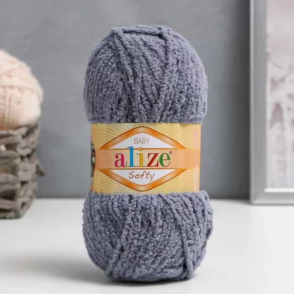 Пряжа для вязания «Softy» 115м/50гр, 119 серое небо