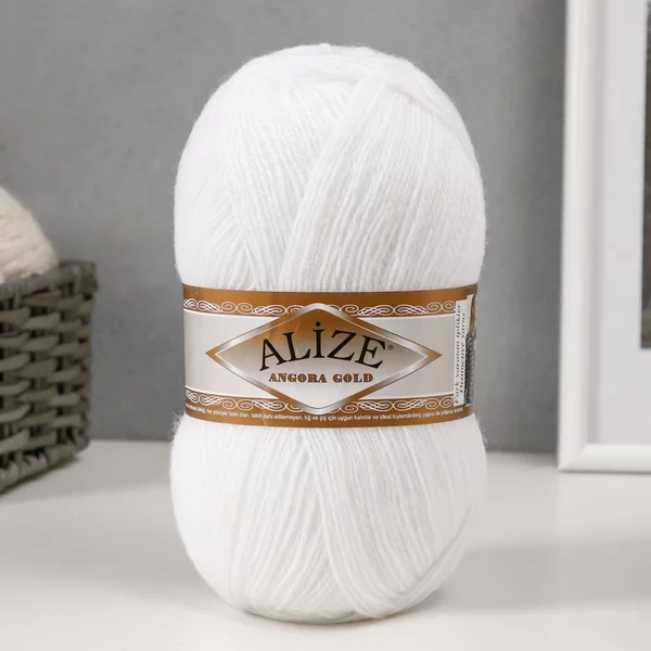 Пряжа для вязания «Angora Gold» 550м/100гр, 55 белый