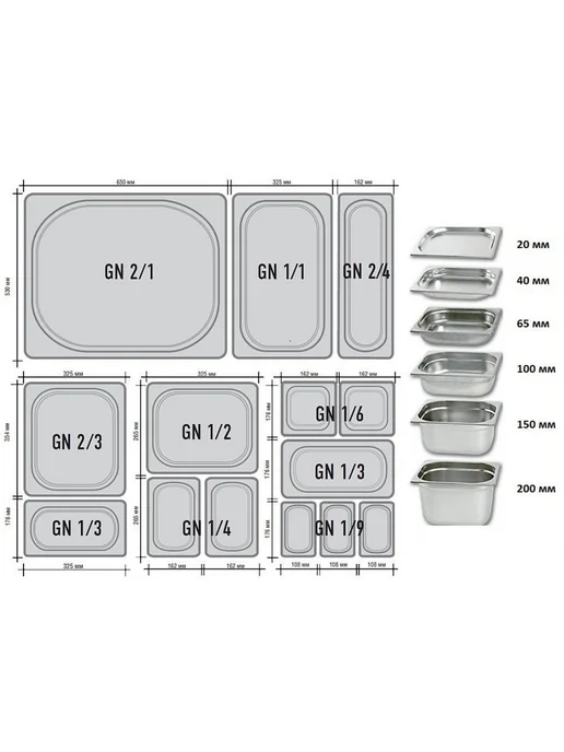 Prohotel Гастроемкость GN 1 2 х 100 мм с крышкой, 1 шт, 2x65 мм, 1 шт, фото 6