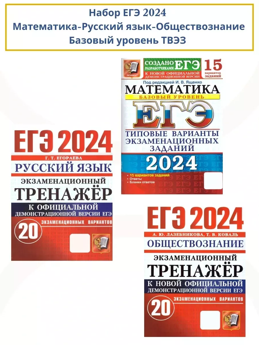 Набор ЕГЭ 2024 Математика Русский язык Обществознание ТВЭЗ Экзамен  178314112 купить в интернет-магазине Wildberries