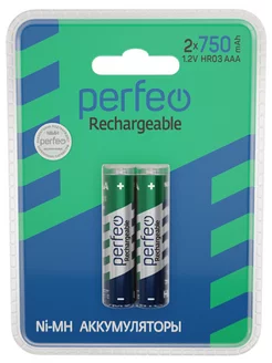 Ni-Mh аккумуляторы HR03 AAA 750mAh на блистере, 2шт, 1.2V Perfeo 178316670 купить за 189 ₽ в интернет-магазине Wildberries