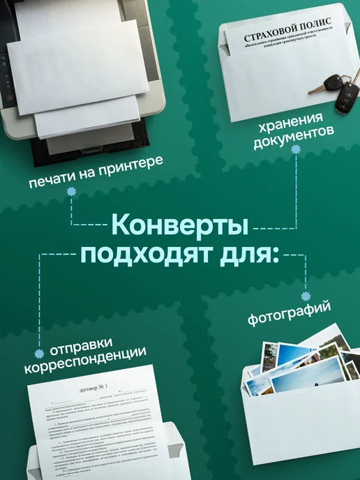 CardsLike Почтовые конверты бумажные Е65 (110х220мм) 1000 шт. пустые, 110x220 мм, 1000 шт, фото 4