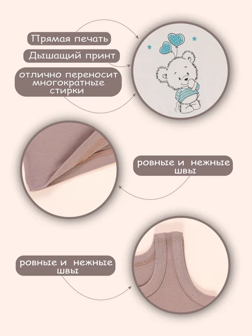 MankiK майки для новорожденных малышей набор 3 шт, 3 шт, фото 4