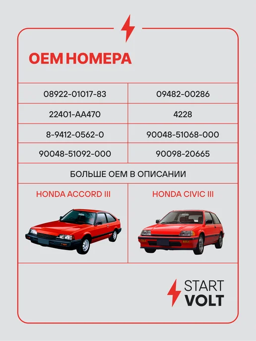 STARTVOLT Свеча зажигания для Honda Civic 3 Accord 3, вариант, фото 2
