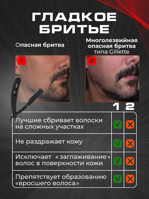 ShavetPro Опасная бритва шаветка для бритья и бороды, черный, фото 2