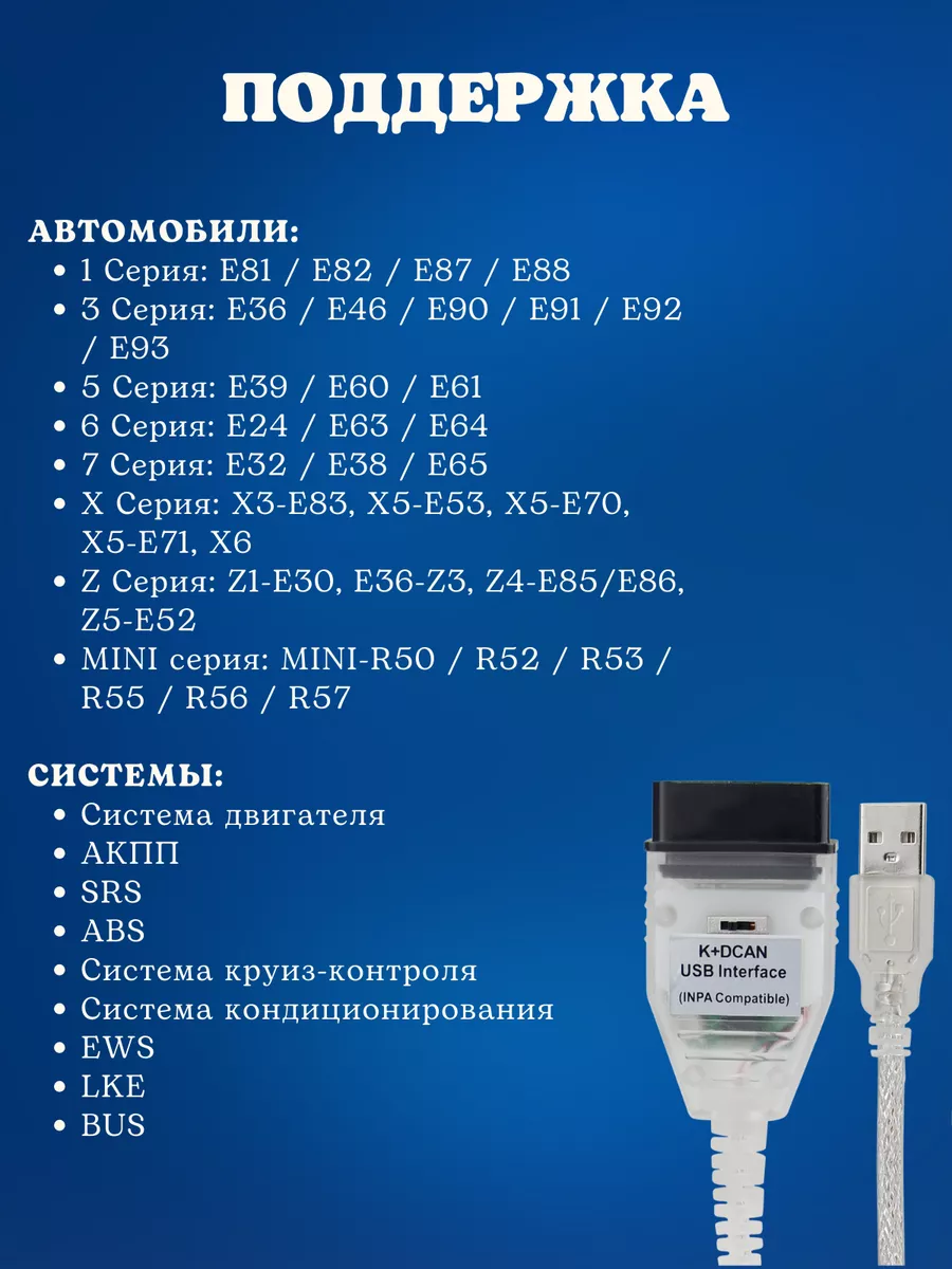 Автосканер BMW INPA K+DCAN с переключателем для диагностики ELM327Rus.ru  178402021 купить за 2 141 ₽ в интернет-магазине Wildberries