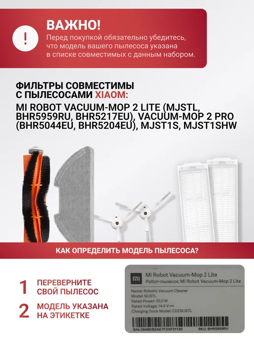 Xiaomi Фильтры для робота пылесоса Mop 2 PRO, Mop 2 Lite, черный, фото 2