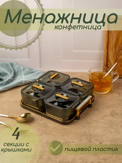 Пластиковая конфетница с крышкой на подносе muscari home 178486535 купить за 1 099 ₽ в интернет-магазине Wildberries