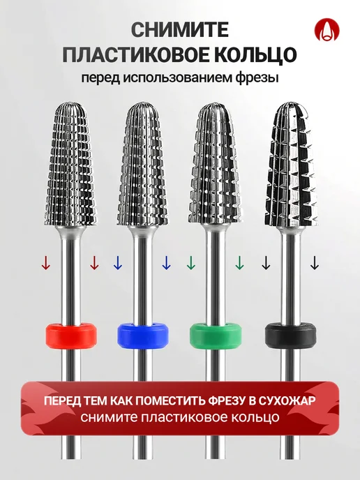 СПР НЕЙЛ Твердосплавная фреза для снятия тайфун зеленая, синий, фото 4